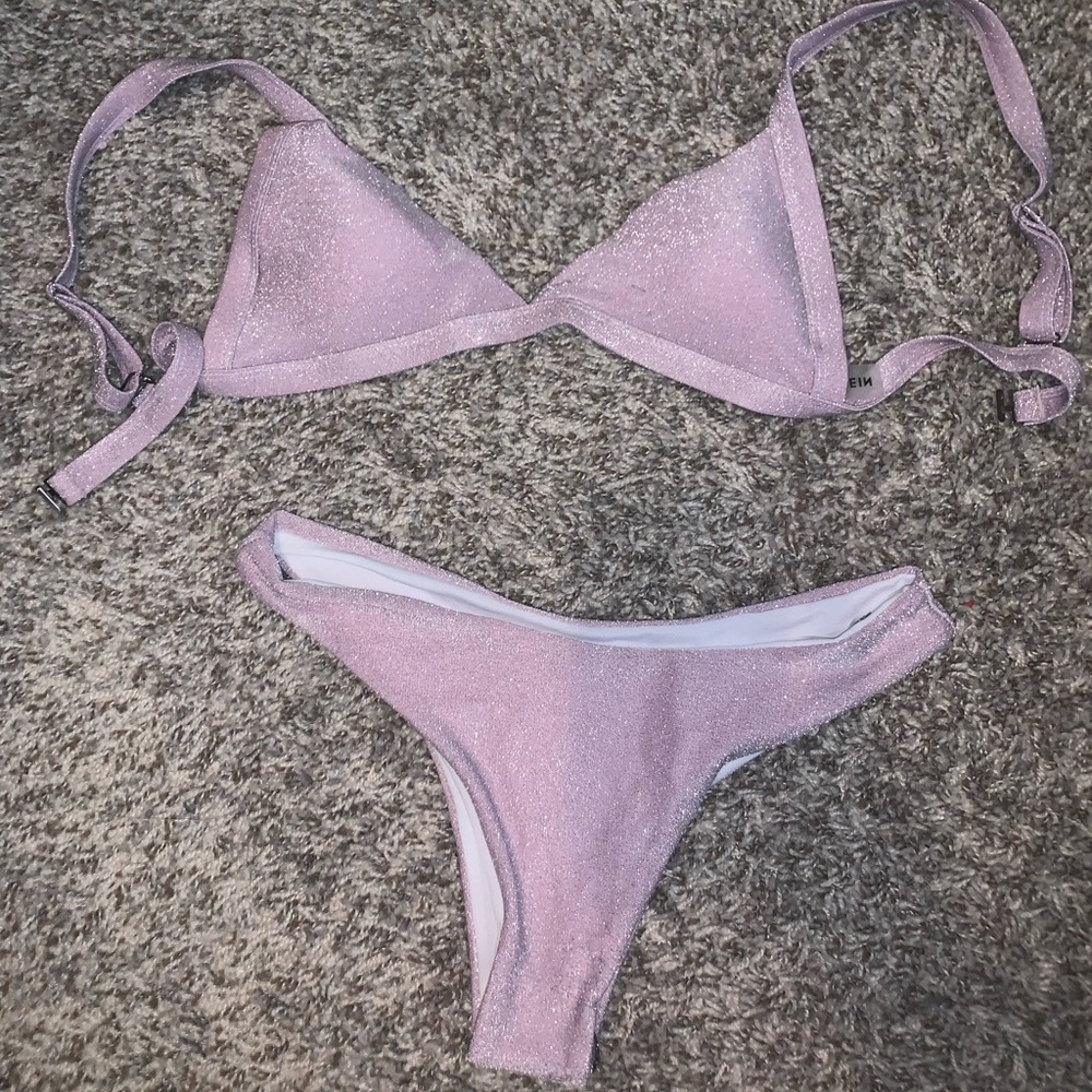 SHEIN purple glitter bikini (top and bottom)